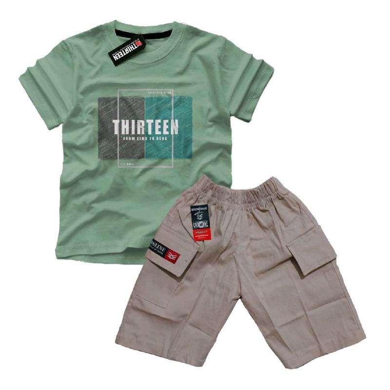kaos setelan anak pocket terbaru katun dan celana twill 5