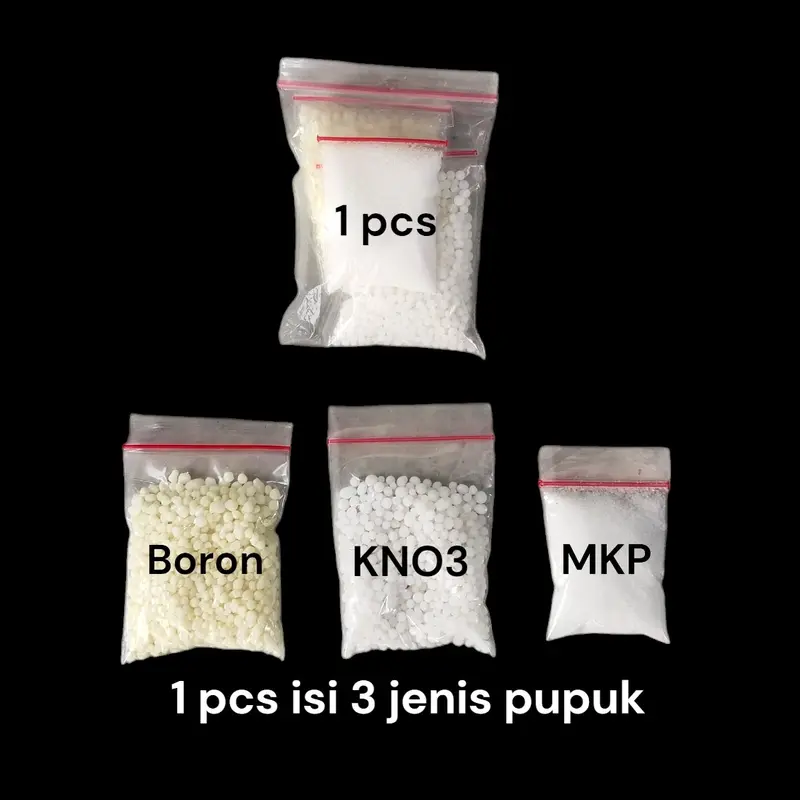 PAKET LENGKAP PUPUK PEMBUAHAN -[MKP KNO3 BORON KEMASAN REPACK] 1 paket untuk 4 kali pemupukan Anggur Tanaman Sayur Alpukat Mangga Kristal Putih Tanah 3