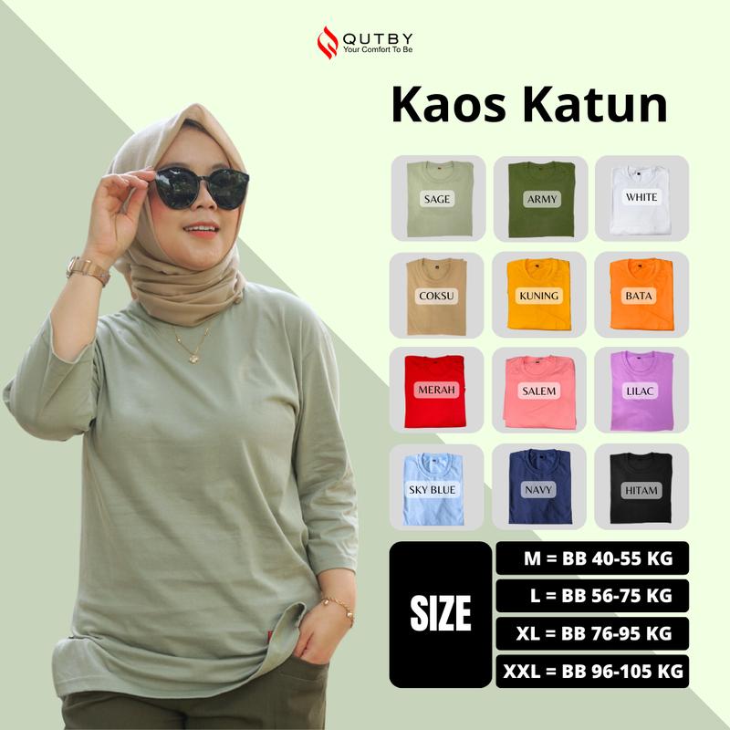 QUTBY - Kaos Polos Wanita Jumbo Katun Combed Premium 24s 7