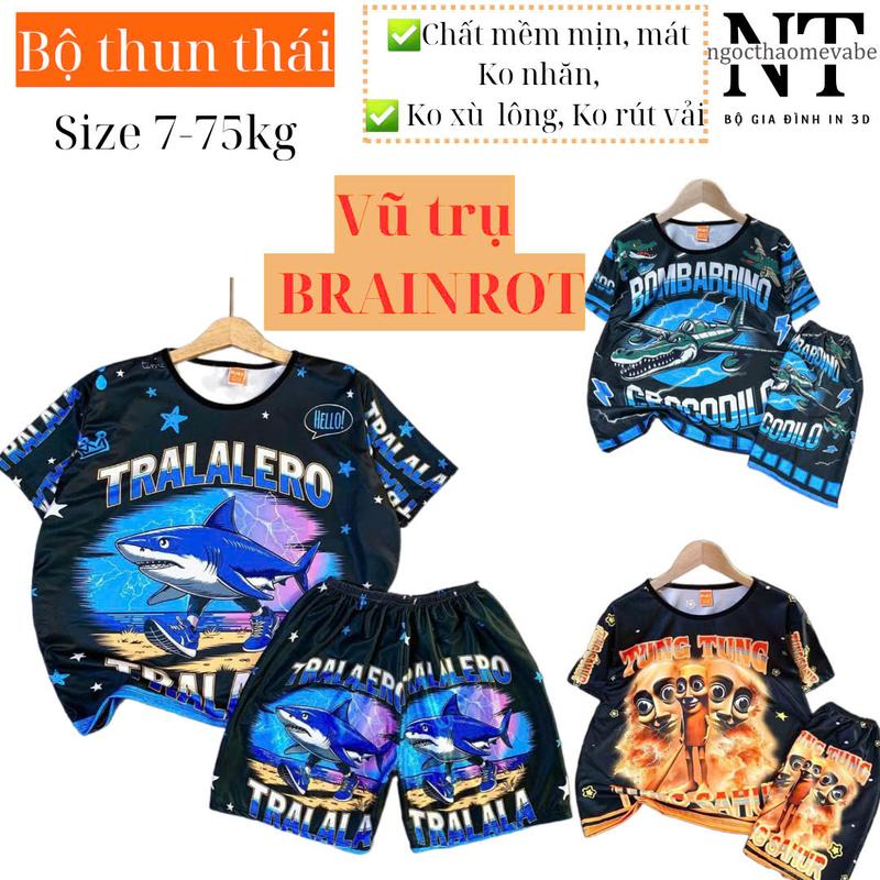  Đồ bộ thun mẫu Capuchino BOMBARDINO HOTTREND  áo cộc tay quần đùi chất thun thái mềm mịn mát 