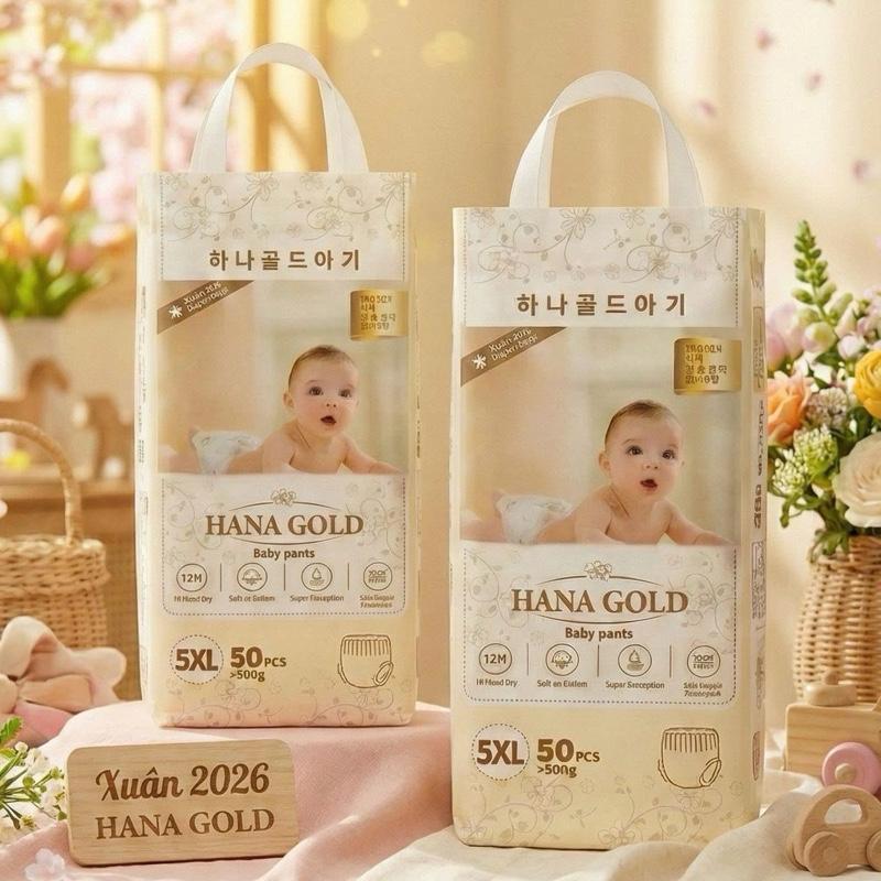 Bỉm hana gold cao câp cho bé combo 50-100 miếng- Chuyên gia bỉm đêm, chống trào đến 12h size M/L/XL/XXL cho bé từ 4kg - 30kg bỉm đêm thấm hú
