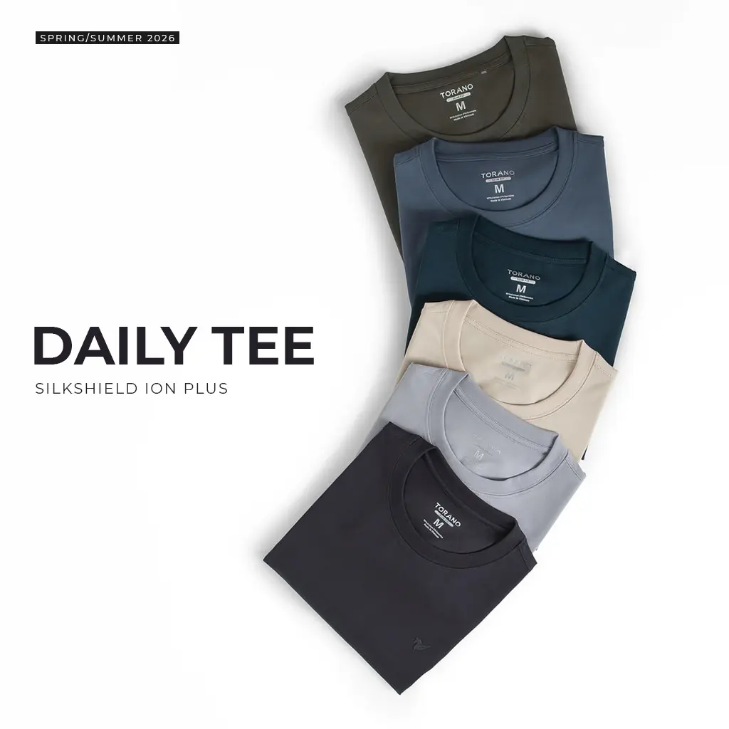 [TOP SALES] DAILY TEE – SILKSHIELD ION PLUS Áo thun cotton nam TORANO cổ tròn, co giãn 4 chiều, mềm mịn, thấm hút mồ hôi FSTS001 Menswear  màu Trắng
