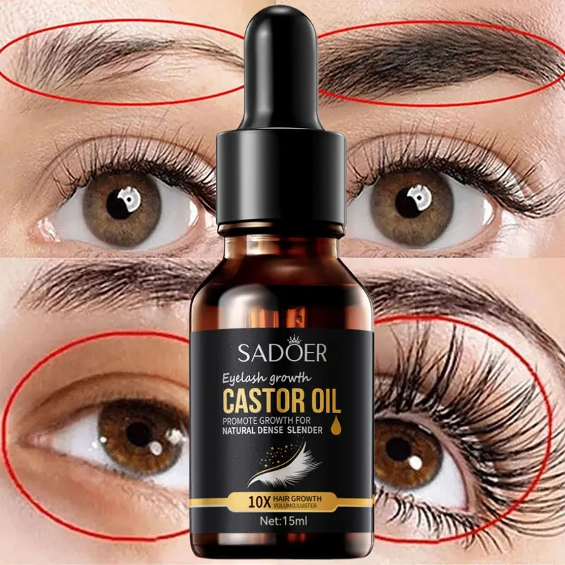 Serum Penebal Bulu Mata Serum Penumbuh Bulu Mata dan Alis Pure Castor Oil Pemanjang Bulu Mata Cepat Penebal Pemanjang Bulu Mata dan Alis Bulu Mata 7 Hari Eyelash Eyebrow Natural Serum 15ML 4