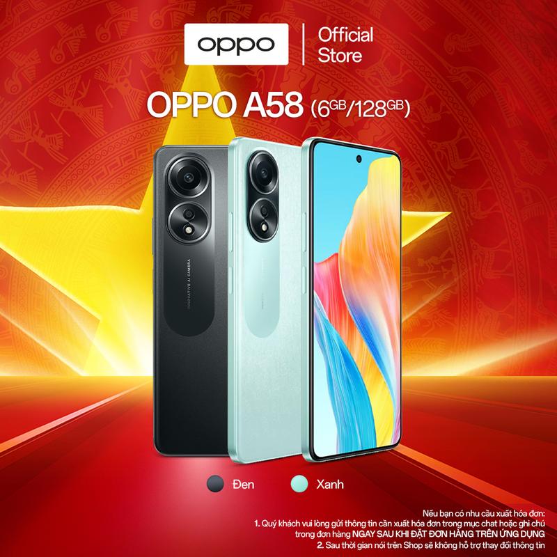 Điện Thoại OPPO A58 (6GB/128GB) | Màn Hình 6.72" FHD+ Siêu Sáng | Chip Helio G85 | Camera AI 50MP | Pin 5000mAh | Sạc Nhanh 33W | Bảo Hành 1 Năm | Hàng Chính Hãng