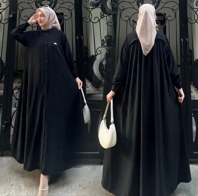Vanila dress polo linen gamis Lebaran terbaru 2025 Muslim Wanita 1
