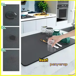 Alas Pengering Piring Diatom Lumpur Serap Air Untuk Dapur Tahan Panas Keset Kopi Karet Cangkir