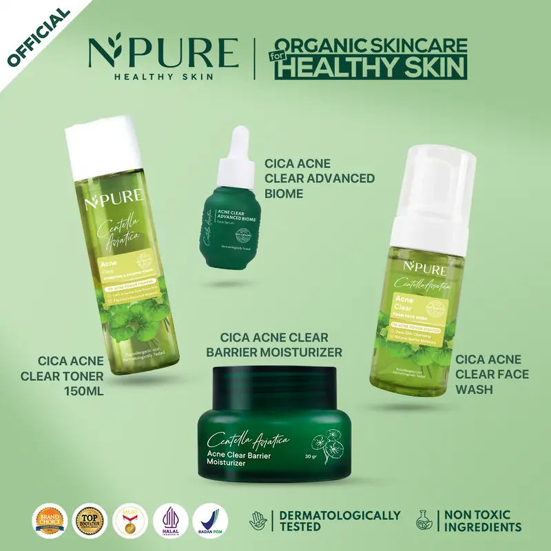 【Exclusive Creator】NPURE Paket 4 pcs  Cica Acne Treatment Cleanser Facial Hydrating Moisturizer 2