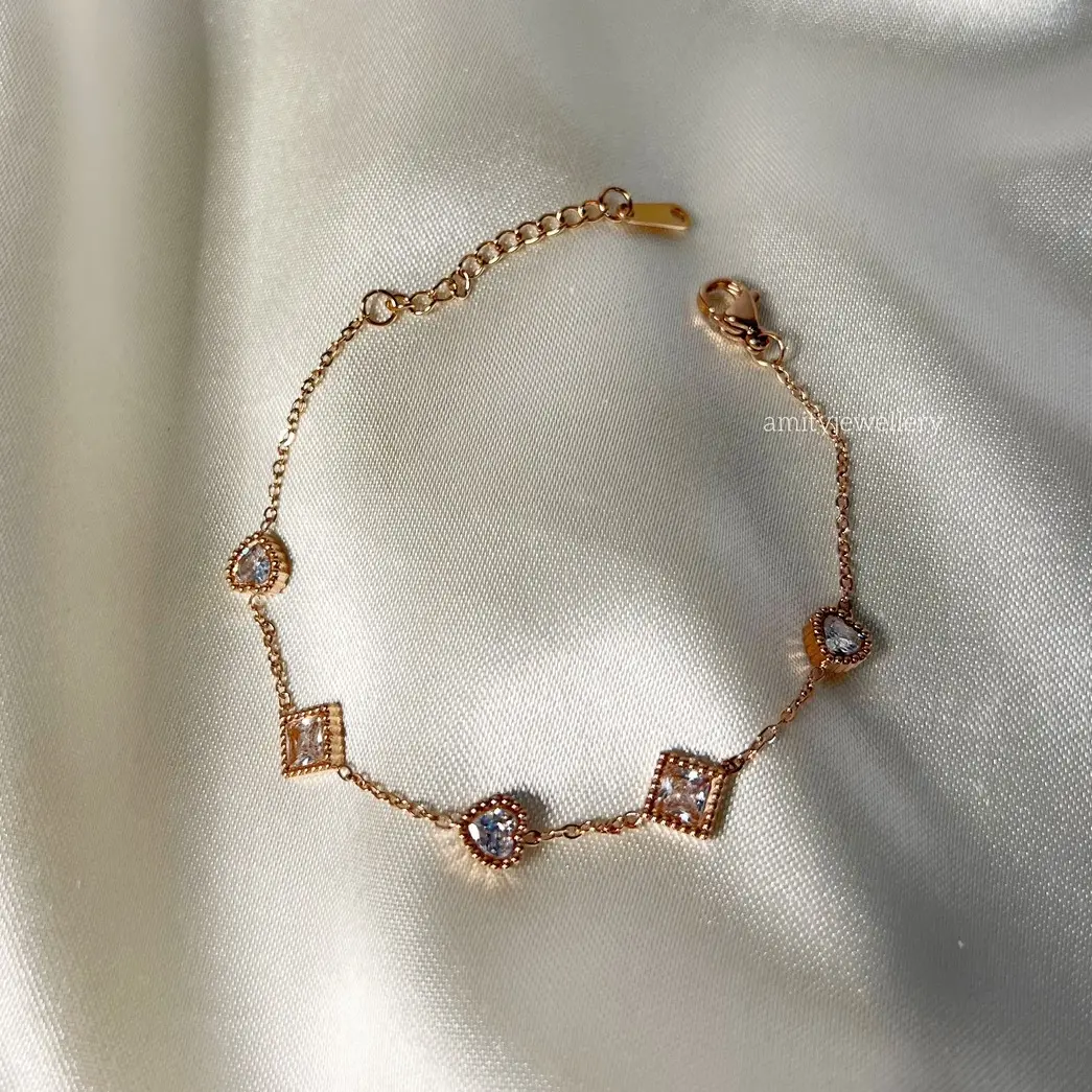 Gelang Titanium Warna Rosegold Motif Anti Karat Dan Anti