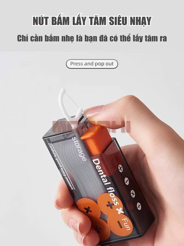 Hộp đựng tăm chỉ nha khoa có nút bấm tự động nhỏ gọn tiện lợi khi đi chơi, du lịch 4