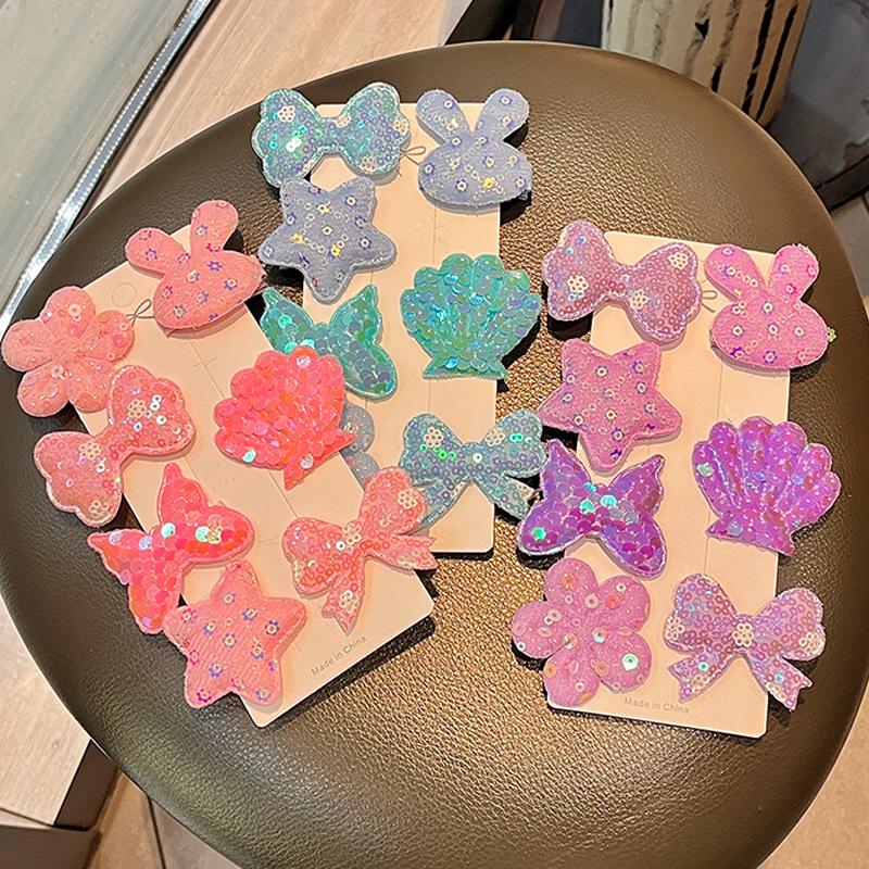 Kẹp Tóc Trẻ Em, Nơ Kim Sa, Thiết Kế Vỏ Hoa Rừng, Phong Cách Công Chúa, 7 Cái / Bộ, Màu Pastel, Kẹp Tóc Trẻ Em, Phụ Kiện Tóc 2