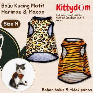 KITTYDOM Baju Kucing Motif Macan Harimau Model Loreng Totol Baju Bermain Santai Fashion Kaos Singlet Tanpa Lengan Kostum Tshirt Kucing Cat Kitten Adult Anabul