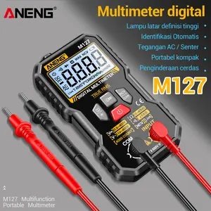 ANENG M127 Multimeter memiliki lampu latar LED bawaan, tampilan 4000 hitungan, dan fungsi mati otomatis setelah 30 detik. Alat ini mengintegrasikan pengukuran resistansi, tegangan, dan kontinuitas. multitester digital
