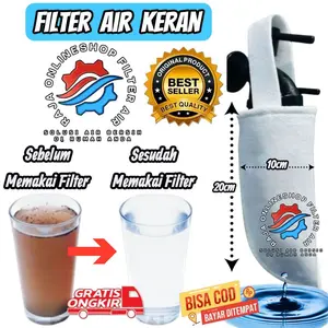 Filter Air Kran 1 micron Penyaring dari lumut pasir cacing dan anti bacteri Bisa Di Cuci dan Di gunakan Kembali harga satuan Per 1 pcs