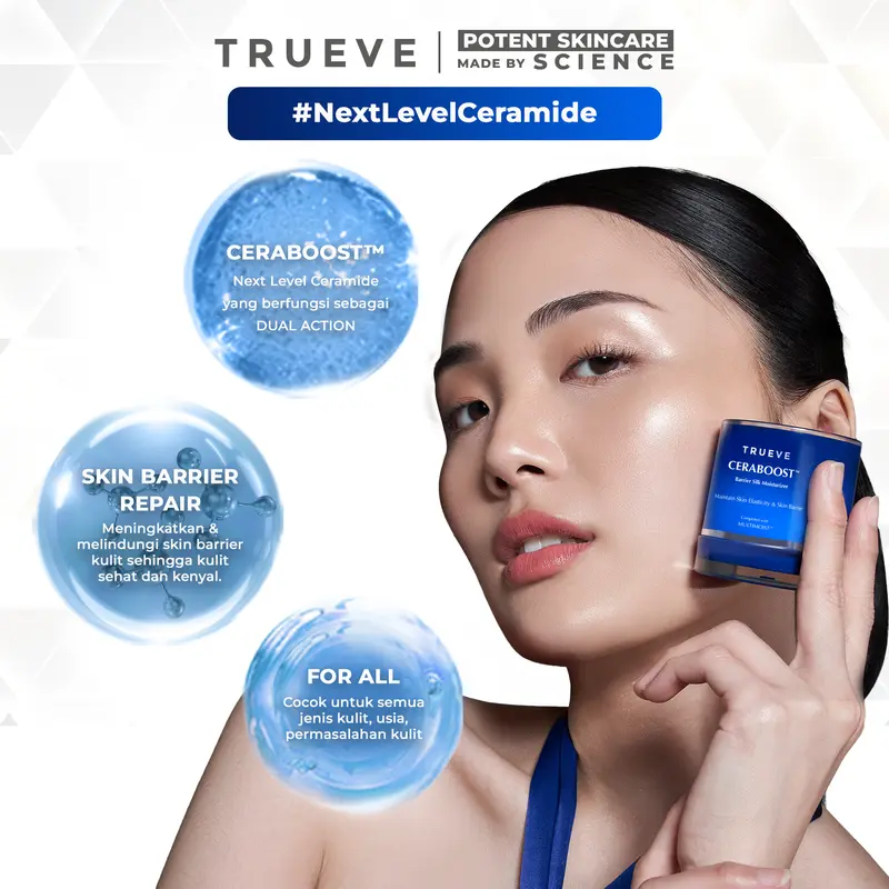 TRUEVE Ceraboost Silk Moisturizer Gel 30gr - Moisturizer Gel Pelembab Wajah Pagi Malam, Memperbaiki Skin Barrier Rusak Iritasi, Cocok untuk Semua Jenis Kulit (Blue Tansy + Ceramide) 2