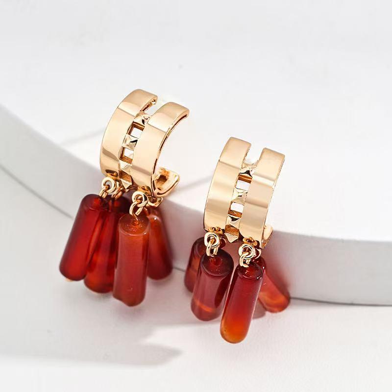 Dear Dust | Amber Glass Drop Earrings with Gold Hoops 0