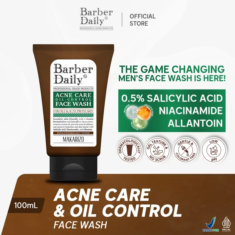 [READY STOCK] Barber Daily Acne Care & Oil Control Face Wash 100mL / Membersihkan Wajah / Cleanser Muka 0