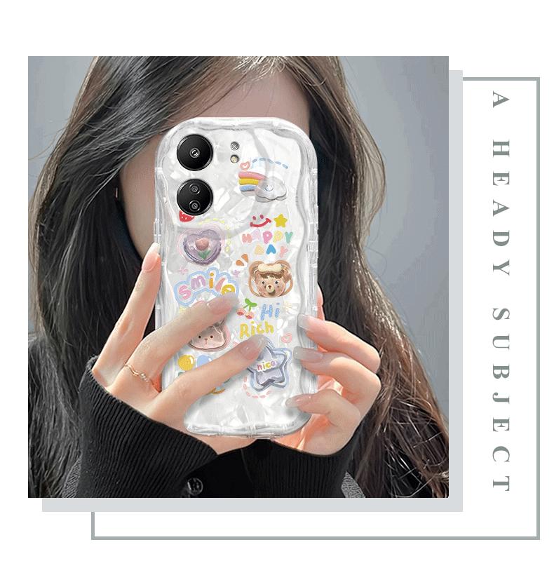 Product Introduction of Casing hp REDMI13C(4G)/POCOC65/13C(5G)/POCOM6(5G) Boneka kartun lucu gelombang transparan cangkang lembut wanita all-inclusive anti-jatuh case 3
