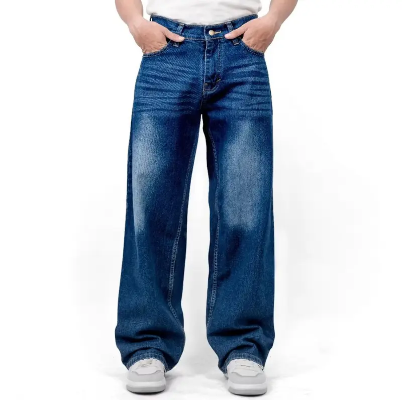 (UNISEX) Celana Jeans Wide Leg Wisker Lebar Gombrong Skena Black -Basic Baggy Pants Hitam - Panjang Pria Denim Straight - Non  Stretch - Non  Slim Fit 8