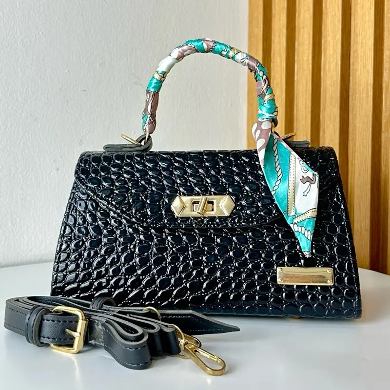 Handbag Mona by Nasta tas selempang bahan croco kombinasi kulit untuk wanita bisa untuk tas pesta atau kondangan free syal 0