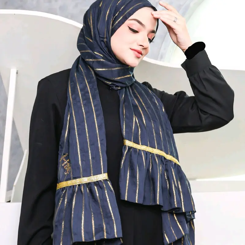 Pashmina Hijab Gamila katun serat gold by Hay! COD 4