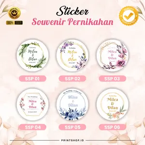 SSP36 / 260pcs Stiker Souvenir Pernikahan / Stiker Engagement / Stiker Ucapan Wedding Putih Waterproof Paper hashtag name