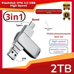 [4in1] - 2TB OTG  Anti Air untuk Penyimpanan Komputer OTG Warna Hitam Pink Silver flashdisk isave s10 kyo  c type portable flash  disk  type  c mobil 2tb original game android ps4 Merah flashdisk Termurah - Dapat digunakan di Android dan iOS