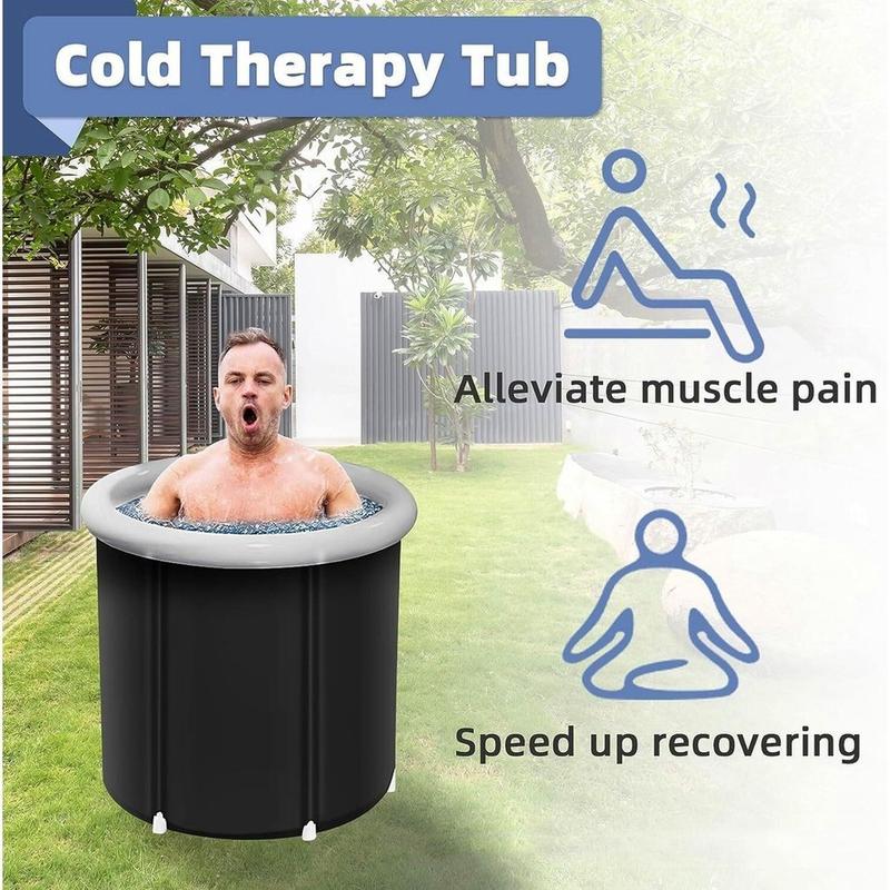 Product Introduction of 【SG STOCK】Portable Ice Bathtub Therapy Foldable for Hot Bath for Small Space,black(227.6 x 31.5 in) Set Cushion 32