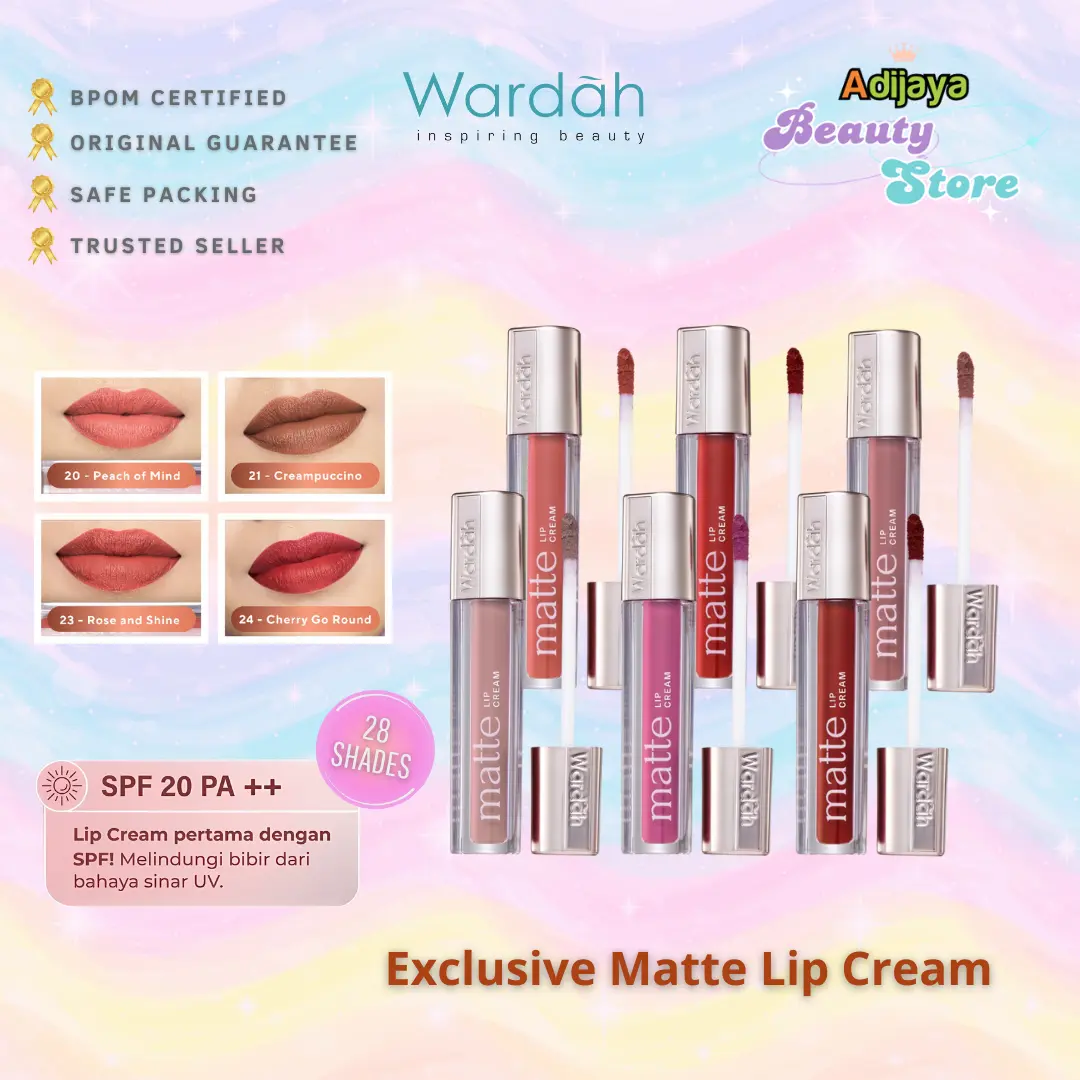 NEW SHADES! Matte Finish 28 Shade - Wardah Matte Lip Cream - Warna Intense dan Tahan Lama