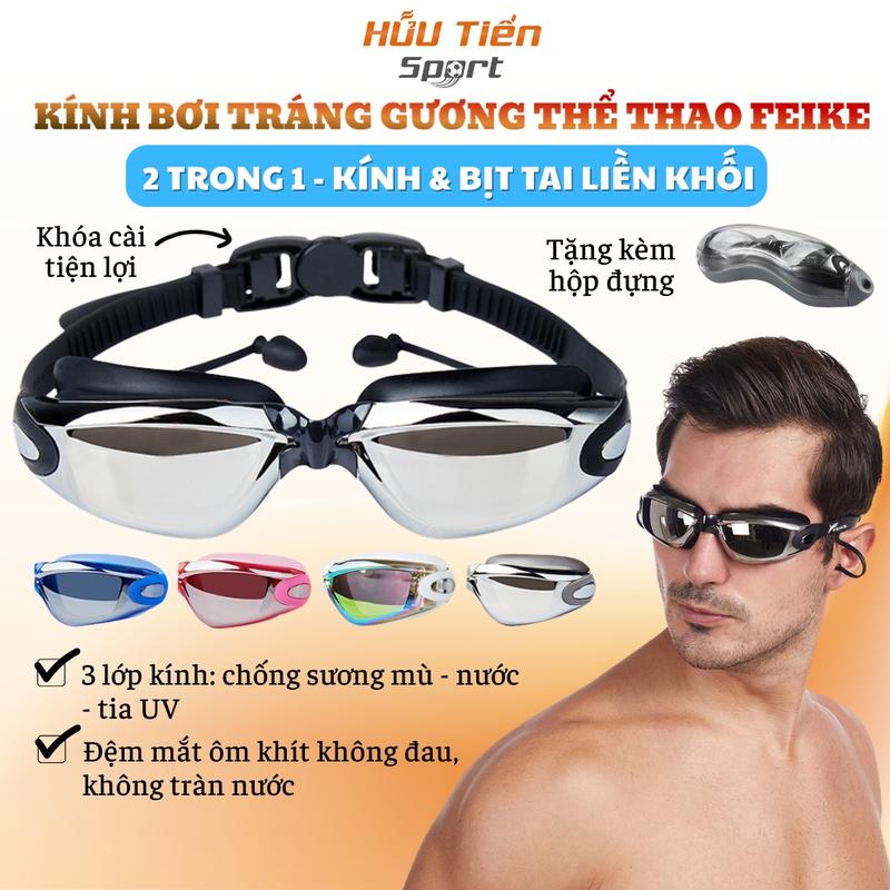 Kính Bơi Tráng Gương, Kiến Bơi Nam Nữ Thời Trang Chống Tia UV Kèm Mút Tai Chống Nước FEIKE 700D Phụ Kiện Kính Mắt Sport