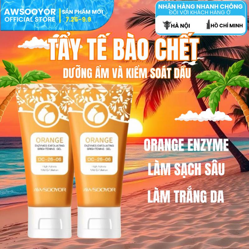  【AWSOOYOR Gel tẩy tế bào chết toàn thân Orange Exfoliating Gel: Làm sạch sâu tẩy tế bào chết se khít lỗ chân lông và làm mới | Phù hợp với mọi loại da 
