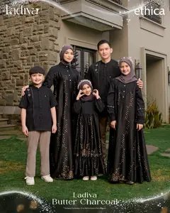 Sarimbit 2026 Ethica Ladiva Butter Charcoal - Lebaran Series 2026 - Busana Muslimah Original Ethica Seply Rabbani Rauna Rahnem Nibras Sarimbit Terbaru 2026