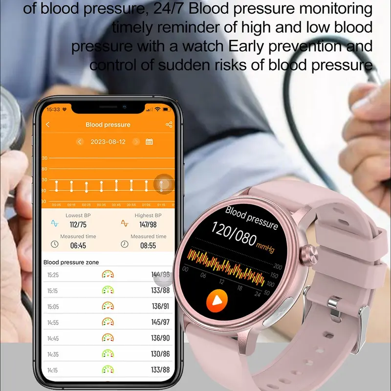 Jam tangan pintar Non-Invasive Blood Glucose Blood Lipid Uric Acid Smartwatch ECG Body Temperature Blood Pressure Monitoring Untuk Pria Wanita Bluetooth Call Tahan air Bracelet VS ET481 ET310 ET470 8