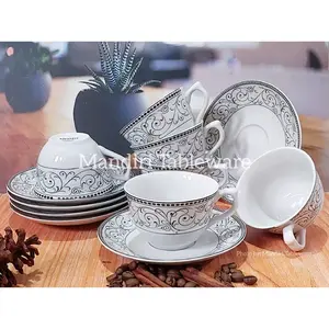 6 Psg Cangkir Set Keramik 220 ml | Cangkir Kopi | Cangkir Teh | Motif Classic | Best Quality