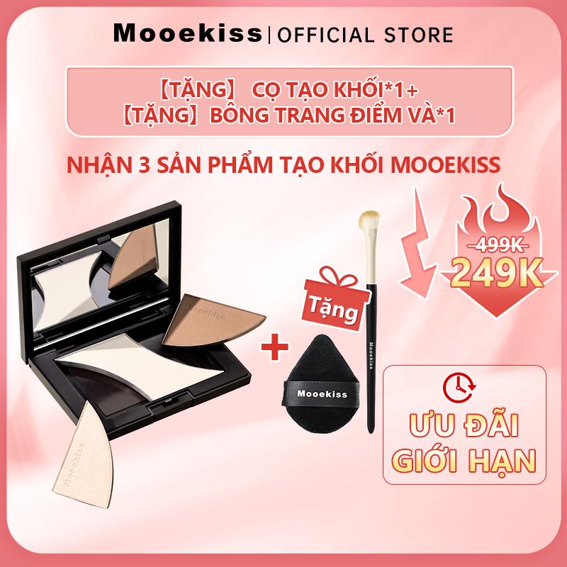 [Mua 1 tặng 2] (COD) Mooekiss Bảng phấn Bắt Sáng Và Tạo Khối Tự  Mỹ Phẩm Women Nhiên Lâu Trôi Chống Nước 3 Colors 16.5g*1+【tặng  Cọ tạo khối*1+【tặng bông trang điểm và*1