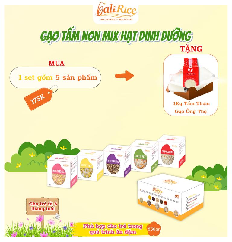 [BALIRICE] Set gồm 5 hộp (Khi mua 1 Set Tặng 1kg Tấm Thơm) Gạo Tấm Non Mix Hạt Dinh Dưỡng - Thương Hiệu BaliRice 0