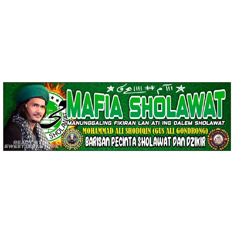 READY STOK + BANNER SHOLAWAT, BANNER MMT MAJLIS SHOLAWAT, BANER PECINTA SHOLAWAT, BANNER AZ ZAHIR MANIA FULL PRINTING, MINI BANNER MAFIA SHOLAWAT, DESAIN LOGO SYEKHERMANIA, BANNER SEKAR LANGIT, BANNER SMITH BAHAR 1