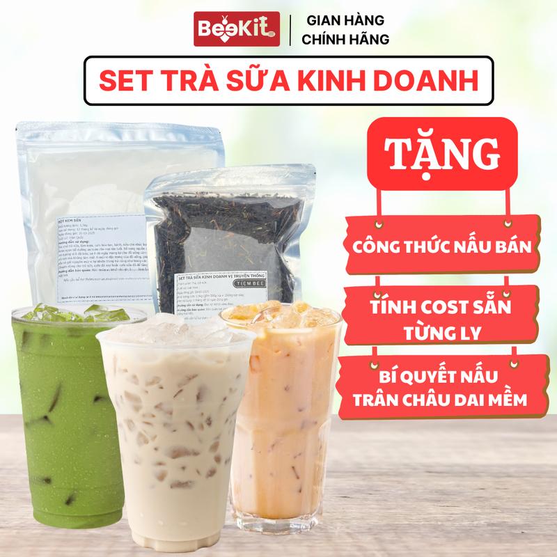  SET TRÀ SỮA KINH DOANH - Tặng công thức nấu bán  Không có Trân châu  TIỆM BEE Topping 