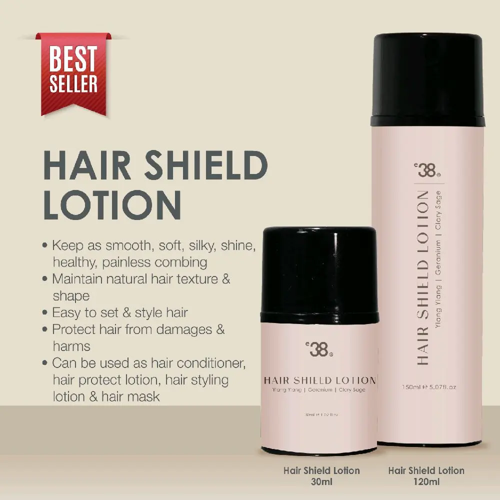 Hair Shield Lotion 30ml - 100% Natural Essential Oils, Silky hair, Healthy Scalp, Prevent Hair Loss