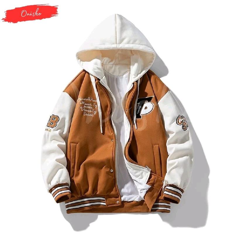 Jaket Varsity Kupluk Anak Baseball Laki Laki Perempuan Motif Sablon INISIAL TD LOGO Bisa Custom Umur 1-16 Tahun TK SD SMP Size 2 4 6 8 10 12 14 16 18 Jacket Sweater Unisex Cewek Cowok Model Kekinian Terbaru Bahan Fleece Premium Tebal Nyaman Dipakai 1