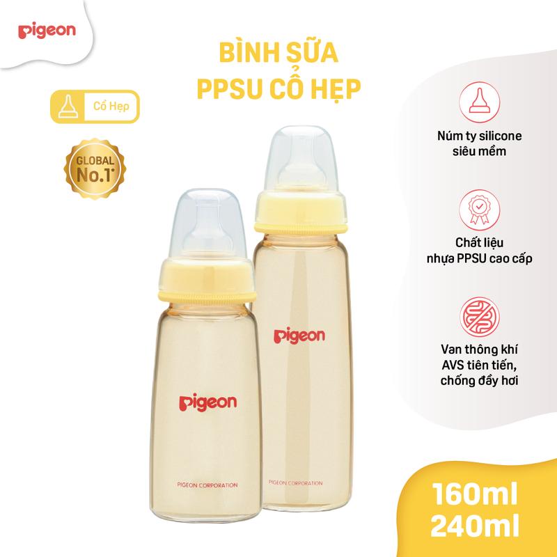 Bình sữa cổ hẹp PPSU Pigeon 160ml 240ml