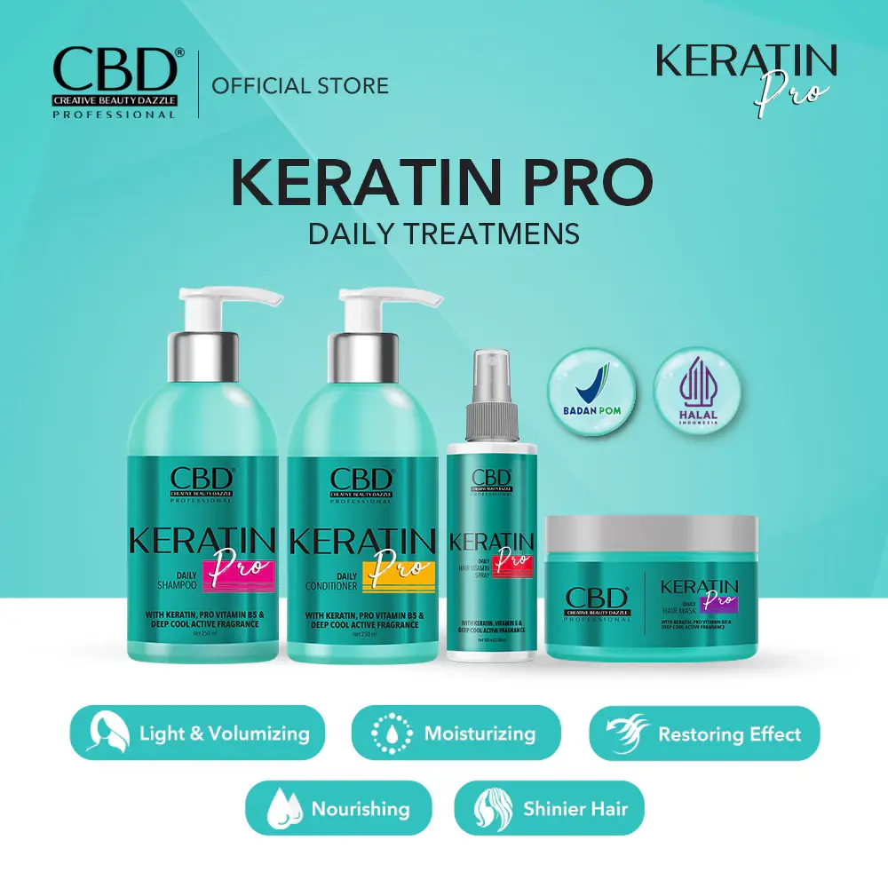 CBD Professional   Keratin   Daily Treatments Package 250ml - Shampoo, Conditioner, Hair Mask, Serum