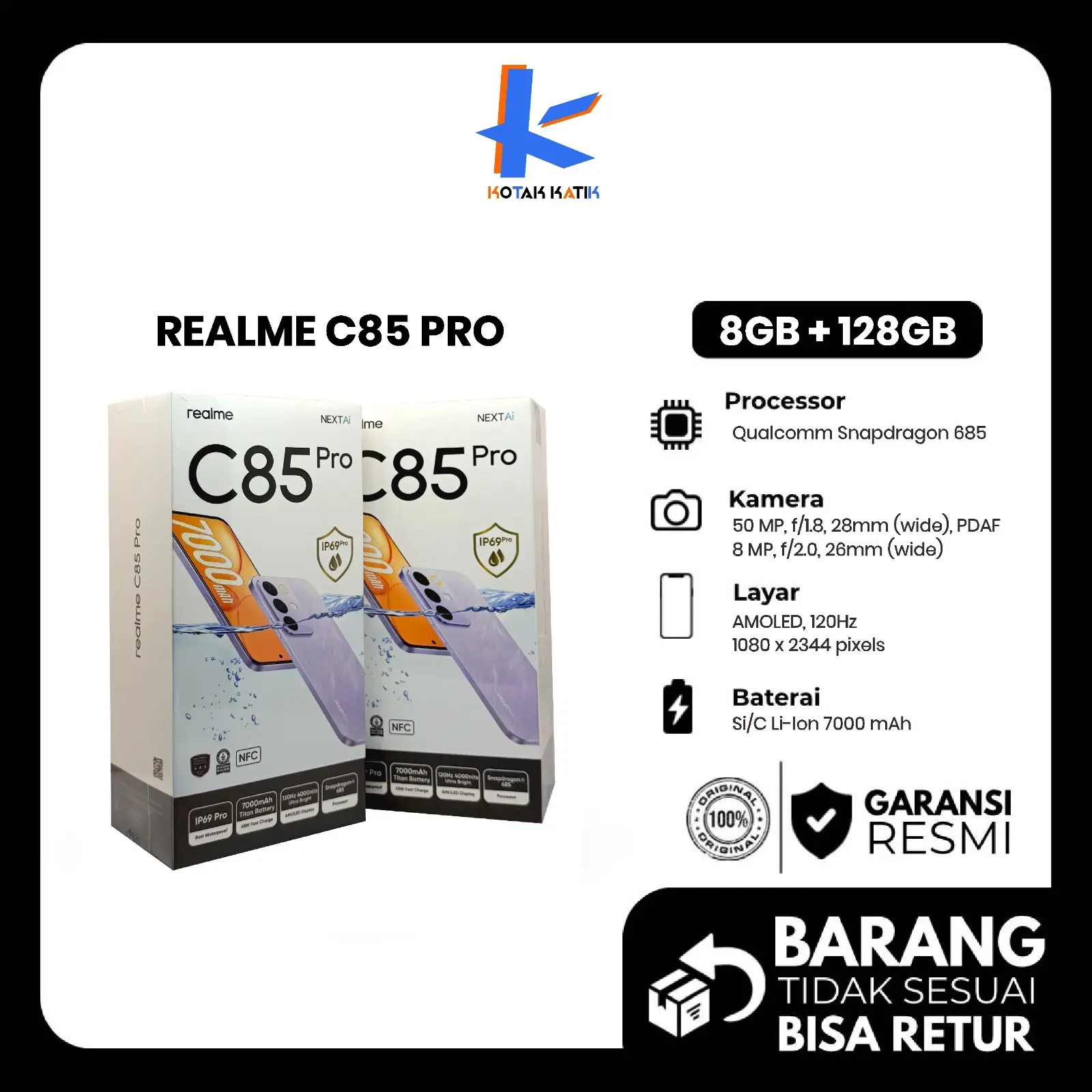 [BISA COD] Realme C85 Pro 8/128GB 8/256GB Military Grade Shock Resistance Titan Battery 7000mAh Garansi Resmi