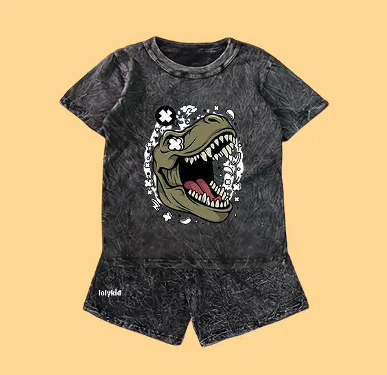 COD STELAN ANAK STONE WASH USIA 1-10 TAHUN ONESET ANAK WASH LENGAN PENDEK DINOSAURS