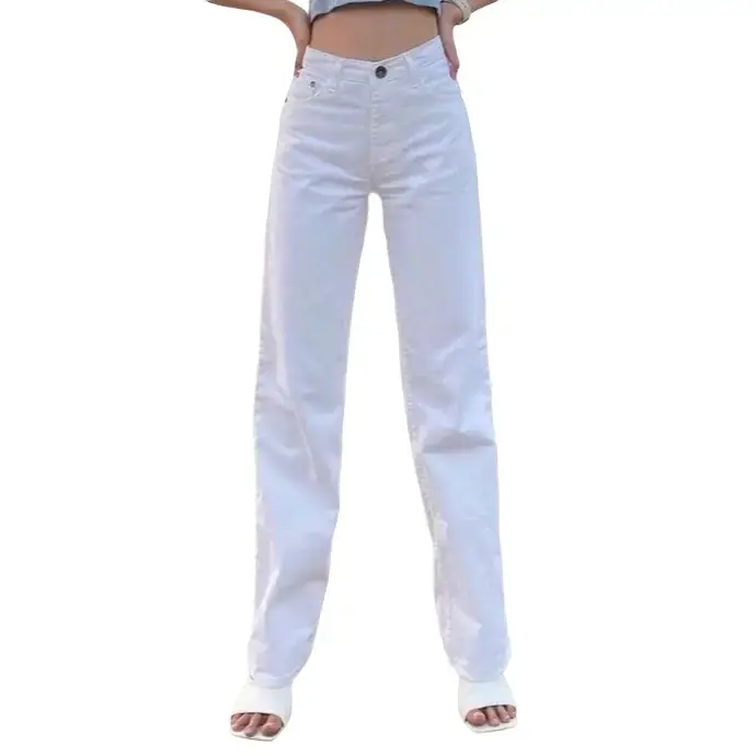 Jeansqu - WHITE LOOSE JEANS BASIC | Celana Panjang Highwaist Wanita Jeans Wanita Polos Highwaist Wanita Non Skinny Jeans Highwaist Baggy Wideleg Jeans Kulot  Jeans Wanita Korean Style Cewek
