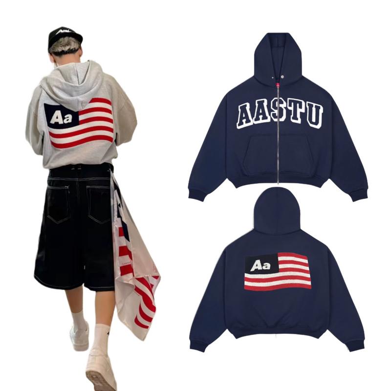 [DEAL MỞ BÁN] Áo khoác hoodie ZiP nỉ chân cua AASTU BOXY khoá kéo 2 chiều hình lá cờ thêu xù chuẩn xịn, không bong tróc hottrend 2025 CONE.club