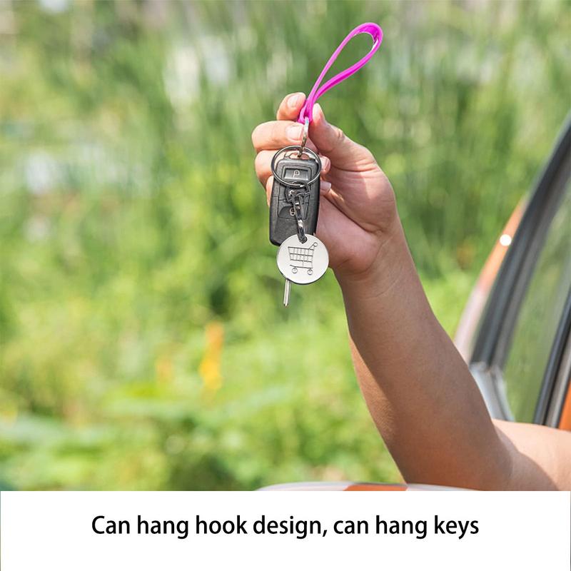 Product Introduction of 2024 New 6 PCS Shopping Trolley Remover Key Ring Token Chip With Carabiner Hook Practical Metal Keychain Portable Durable Chain Universal Supermarket 12