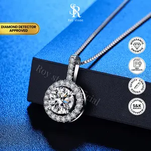 Roystone_Moissanite Kalung Wanita Original Sertifikat GRA Silver925 Lapis Emas18K_Natasha Necklace