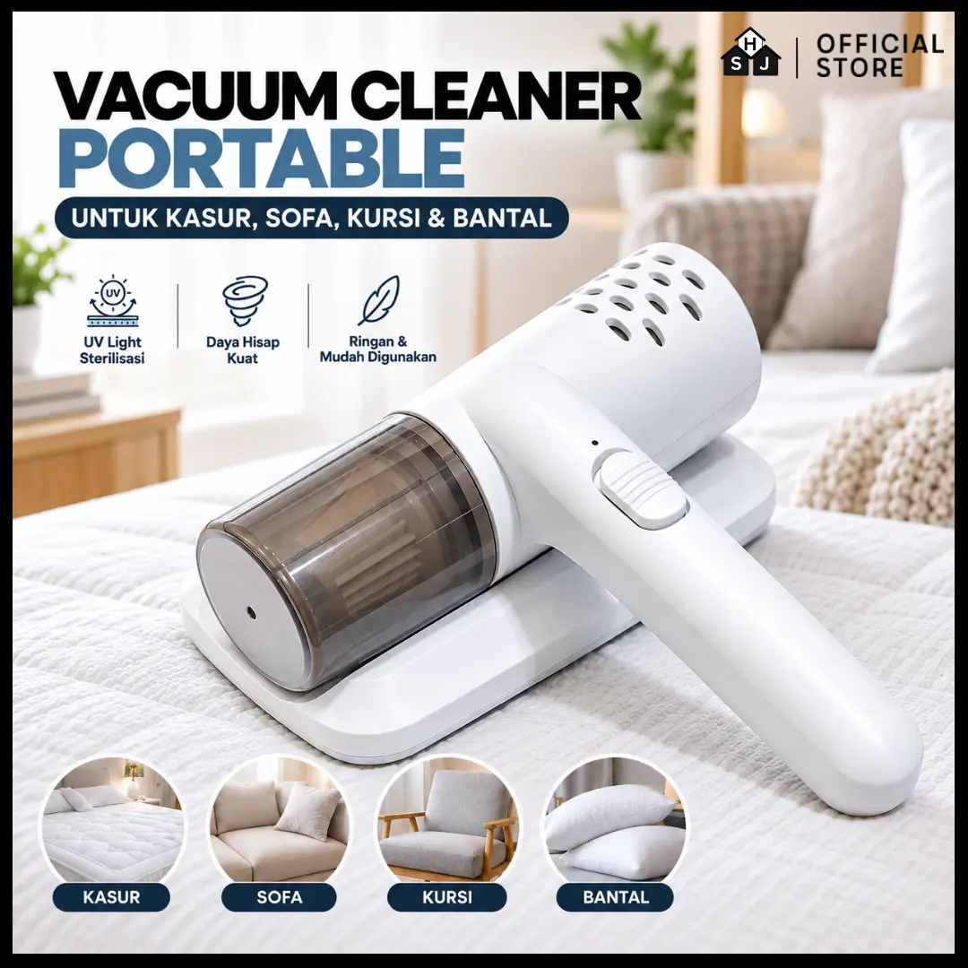 Vacuum Cleaner UV Portable Wireless – Penyedot Tungau, Debu & Bakteri Kasur Sofa Bantal
