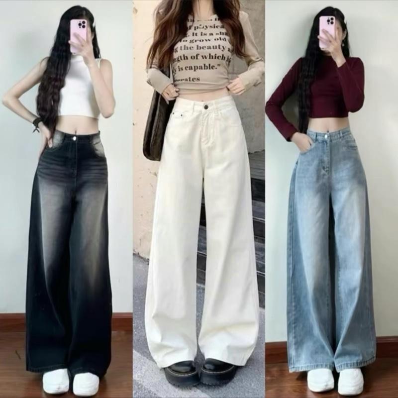 Quần suông jean bigsize (50-100kg) nữ lưng cao ống rộng hót trend, quần suông công sở nữ tính thanh lịch -