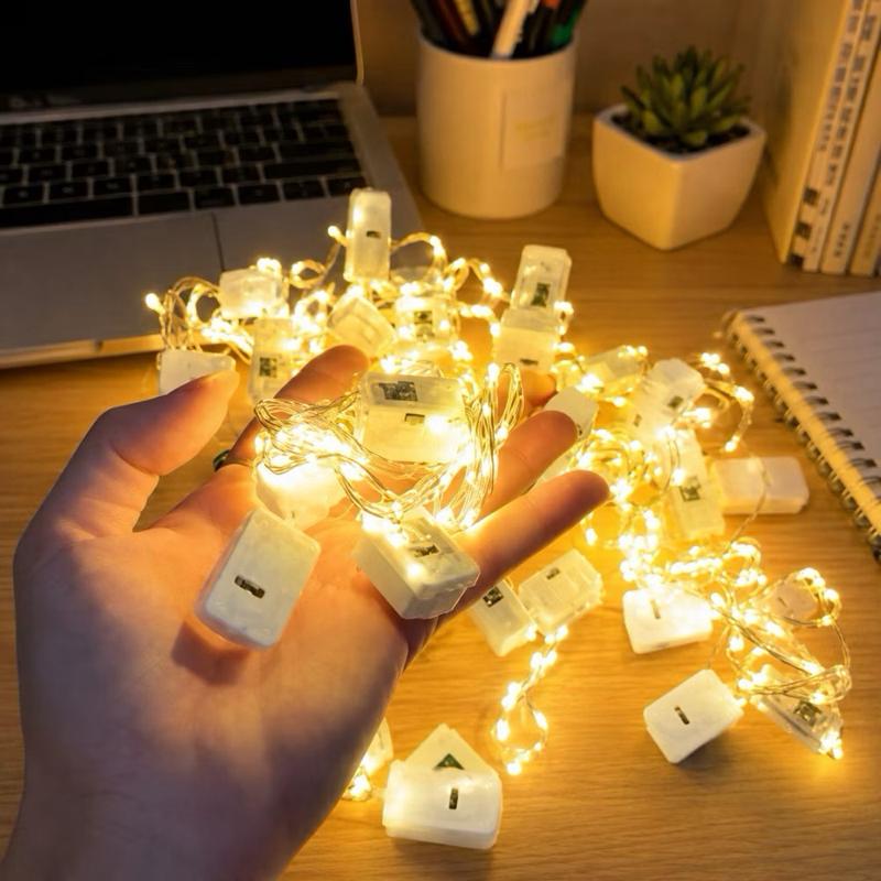 ￼Combo 10 Đèn LED 1M Ánh Vàng Decor Phòng Ngủ, Tiệc Sinh Nhật, Hộp Quà